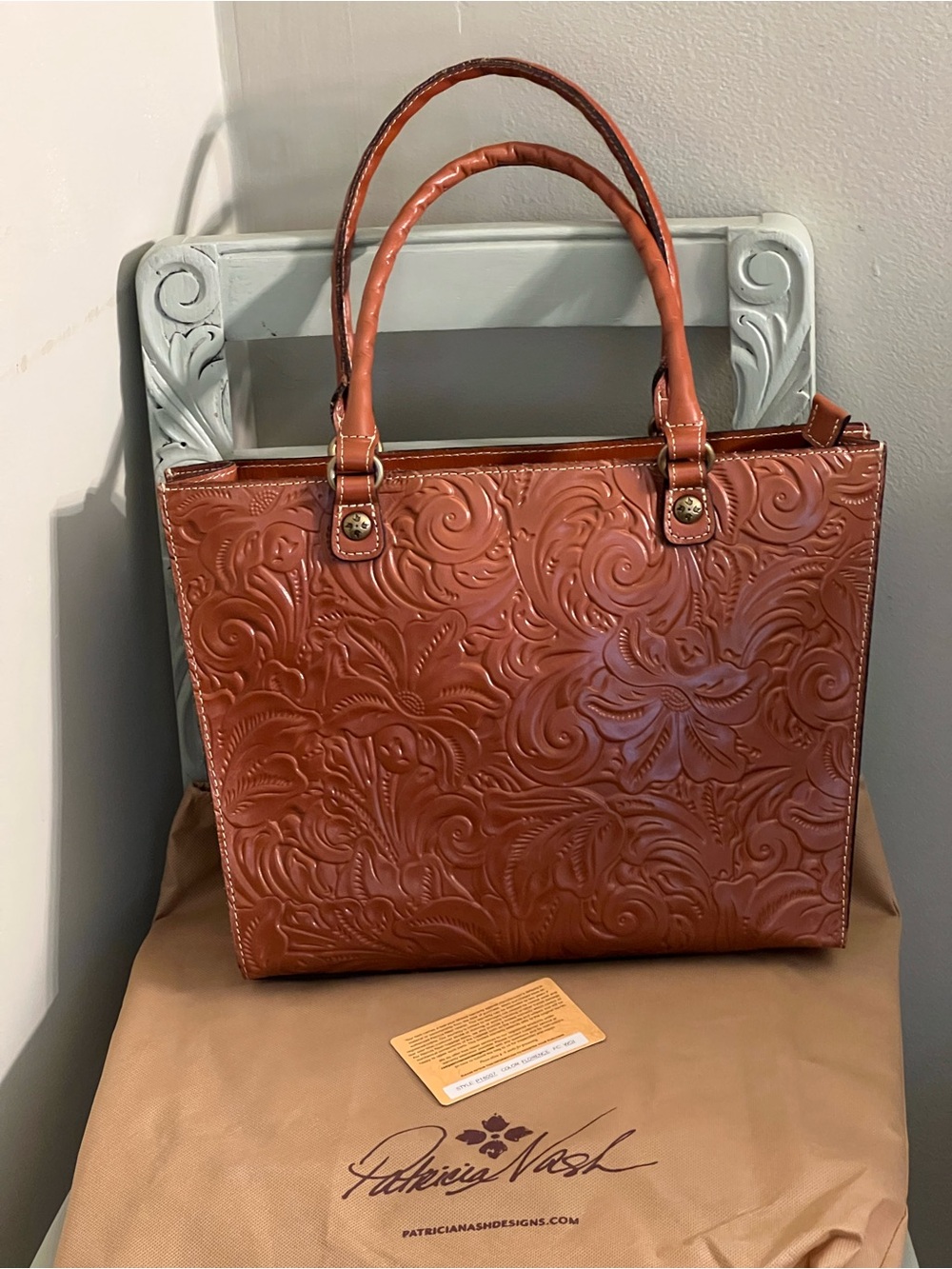 Patricia Nash Zancona Tooled Tote Tan P18007